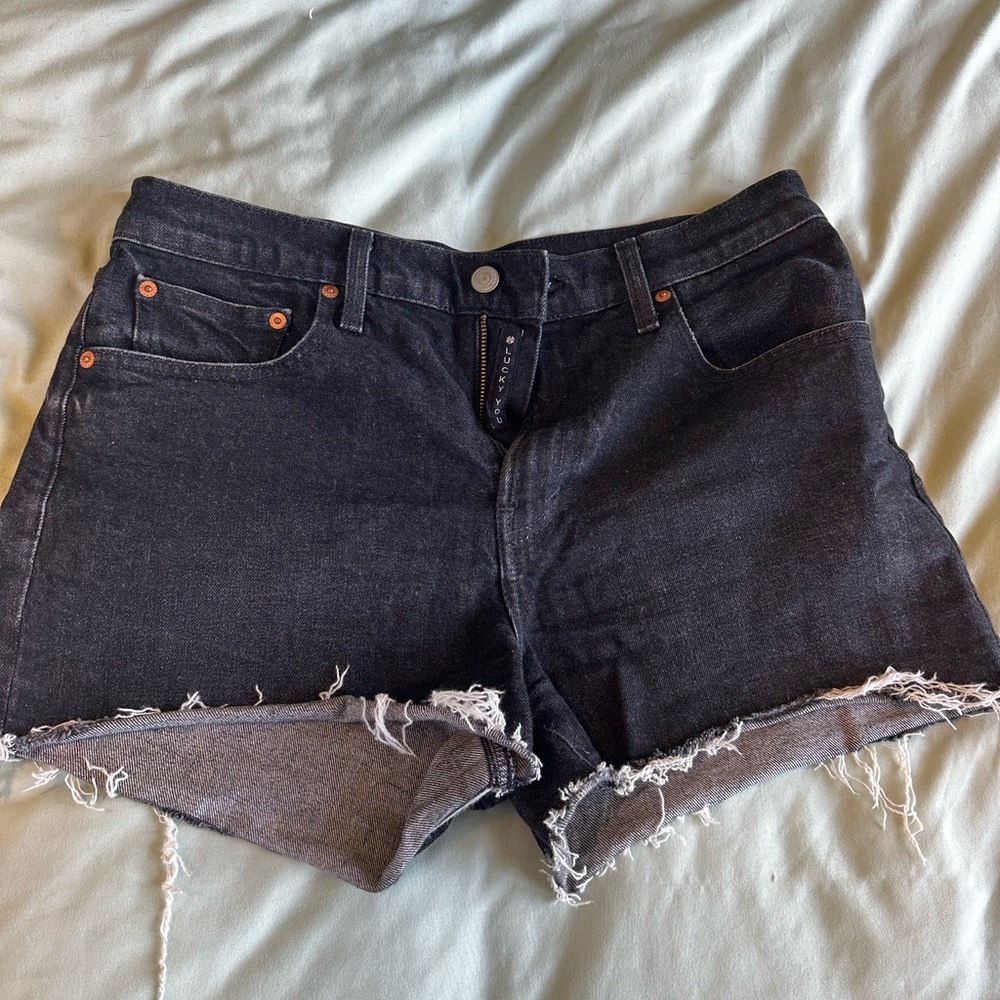 Lucky Brand Black Jean Shorts with Distressed Hem